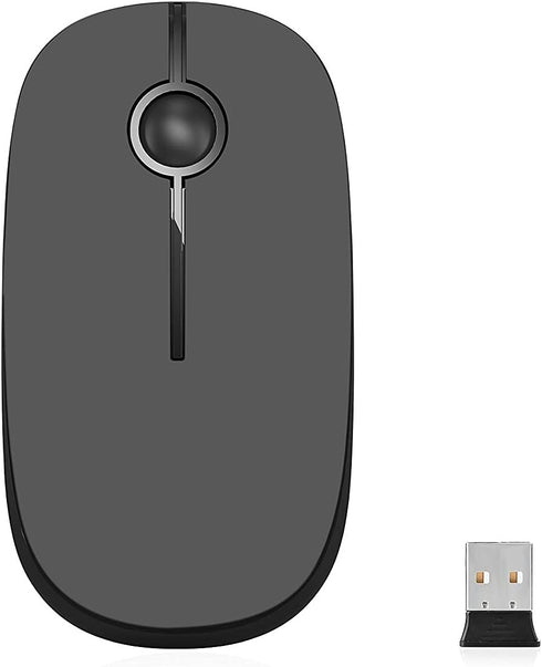 VssoPlor Wireless Mouse, 2.4G Slim Portable Mice with Nano Receiver for Notebook, PC, Laptop (Black and Gray)