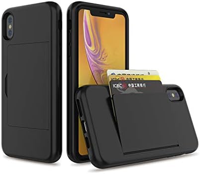iPhone X/XS Protective Wallet Case with Card Holder and Credit Card Slot (Black)