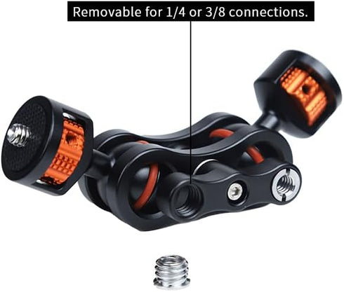 AFEFT 1/4" 360 Articulating Magic Arm with Double Ball Heads, Screw Mount with Non-Slip Rubber Rings, Swivel Monitor