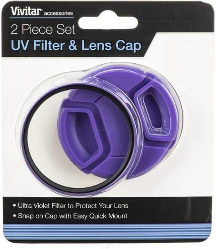 Vivitar 55mm UV Filter and Snap-On Lens Cap, Purple