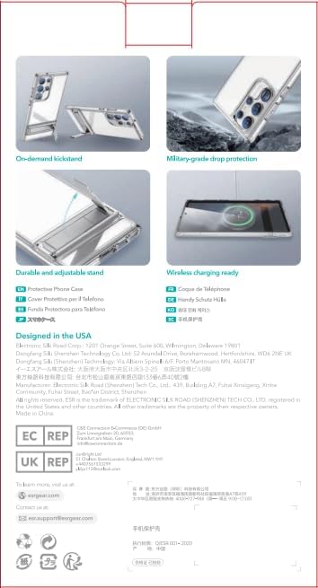 ESR Galaxy S23 Ultra Case - Slim, Military-Grade Protection, 3 Stand Modes, Boost Kickstand, Black Cover.