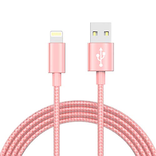 MFi-Certified 6FT Lightning Cable Charger for iPhone Xs MAX, XR, 8, 7, 6s, and more - Rose Color