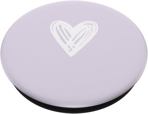 Cute Pastel Lavender Minimalist White Heart Scribble Design PopSockets Swappable PopGrip