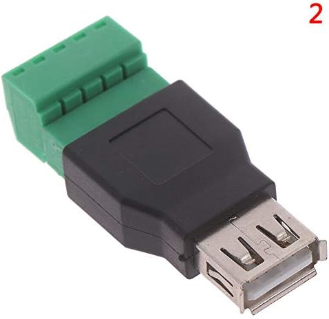 VizGiz 2 Pack USB 2.0 Plug Replacement - 5Pin Solderless Screw On Type USB Terminal Block Connector for LED Strip Lights