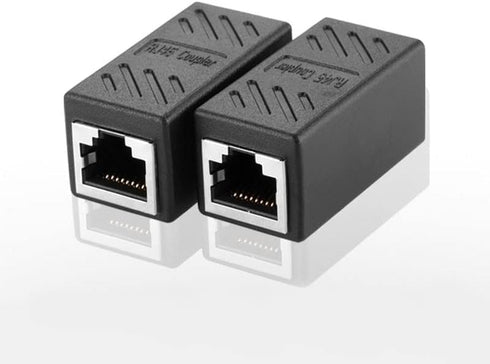 2Pcs RJ45 Coupler Connector Coupling Extension Adapter Cat6A Network LAN Ethernet Cable for Cat7/Cat6a/Cat5e Ethernet Cable Extender Adapter Female to Female
