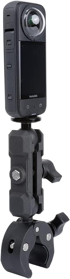 PellKing Motorcycle Camera Mount for Insta360 Go 3, 360 Rotation Metal Clamp Holder for Bike Handlebar