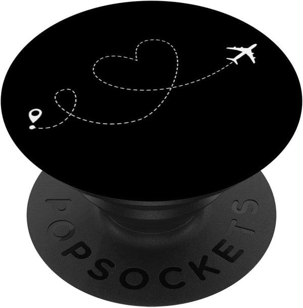 Love Travel Airplane Heart - Flying Destination Traveling PopSockets Grip and Stand for Phones