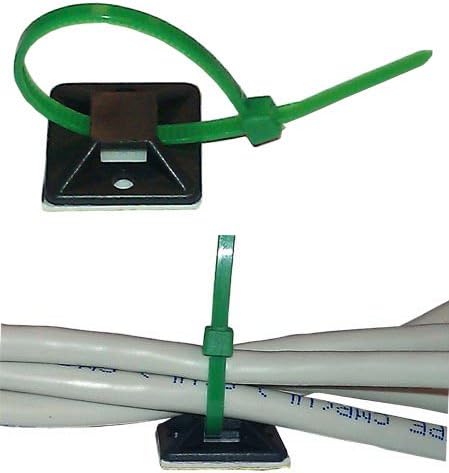 1.5" Adhesive Backed Mounting Bases with 8" Cable Ties - Black