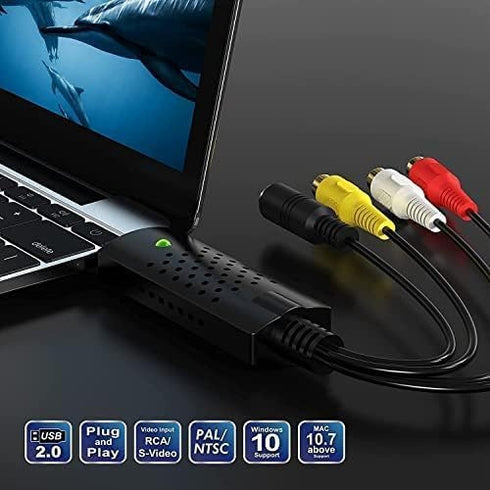 VIXLW Hi8 Video Capture Card, USB Video Capture Device,RCA to USB Audio Video Converter,VHS Mini DV VCR DVD to Digital