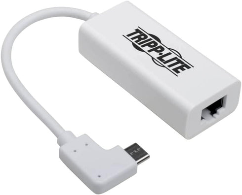 Tripp Lite Right Angle USB C to Ethernet Adapter, Thunderbolt 3 to Gigabit Ethernet Adapter, USB 3.1 Gen 1