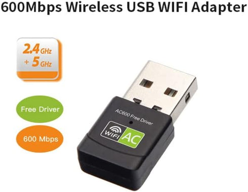 Free Driver USB Wifi Adapter for PC, AC600M USB Wifi Dongle 802.11ac Wireless Network Adapter with Dual Band 2.4GHz/5Ghz for Desktop Laptop support Windows 10/8/7/XP