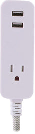 Cordinate Designer 1-Outlet 2-USB Charging Extension Cord - Gray Braided D cor Fabric Cord, 10 ft