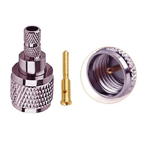 Mini-UHF Male Crimp Plug for 50 Ohm RG58 lmr195 Cable, 5 Pack