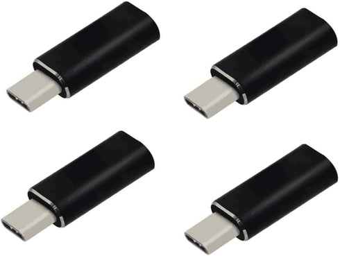 4 Pack Black Adapter - Female Lightning to Male USBC, Supports Charging and Data Transfer, Compatible with iPhone 15