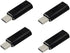 4 Pack Black Adapter - Female Lightning to Male USBC, Supports Charging and Data Transfer, Compatible with iPhone 15