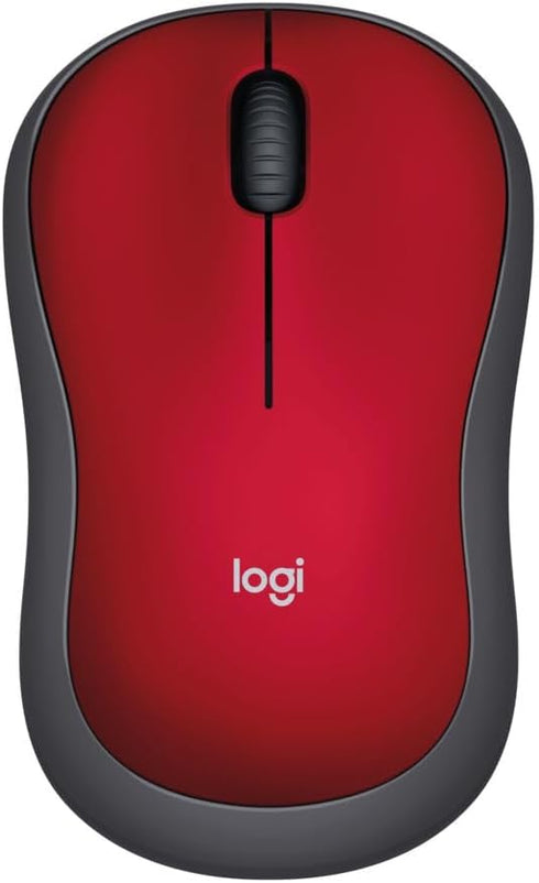 Logitech M185 Wireless Mouse, 2.4GHz with USB Mini Receiver, 12-Month Battery Life, 1000 DPI Optical Tracking, Ambidextrous, Compatible with PC, Mac, Laptop - Red by Logitech