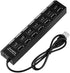 7-Port USB Hub, Black with ON/Off Switch