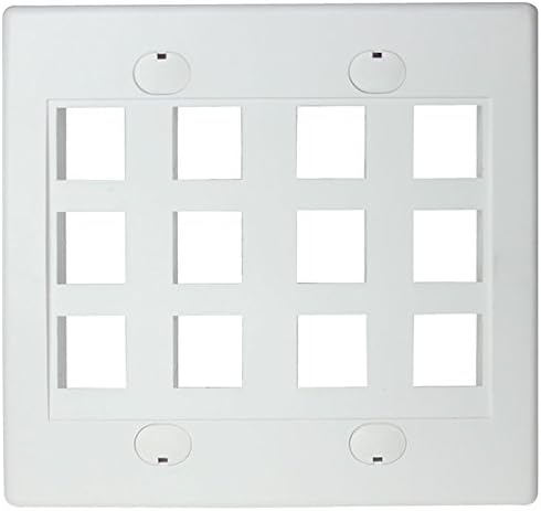 RiteAV Keystone Wall Plate, Double Gang, 12-Port, White (1 Piece Flush)