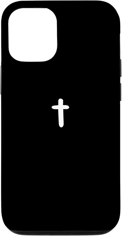 iPhone 14 Simple Cross Christian Boho Minimalist Black and White Case
