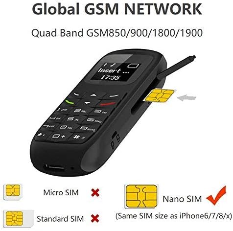 Mini L8star BM70 Bluetooth Handset, Unlocked Cell Phone Dialer, 0.66 inch, Black, Supports SIM Card