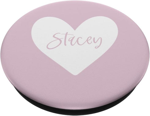 Stacey Pink Name Heart Love Woman Girl Friend Personalized PopSockets Standard PopGrip