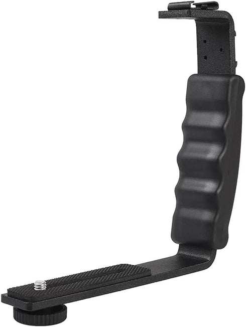 L-Shape Flash Bracket with Dual Flash Cold Shoe Mount, Versatile for Camcorder, Microphone, DSLR