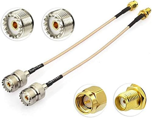 Superbat Coax UHF Female SO-239 to SMA Male/Female Adapter - 12" Extension Cable for Baofeng CB Radio, 2pcs