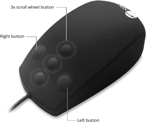 SIIG Wired Computer Waterproof Mouse, USB Mouse, IP68 Waterproof Silicone Mouse for PC or Laptop (JK-US0S11-S1)