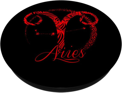 PopSockets Standard PopGrip, Red Aries Zodiac Sign Birth Star March April Birthday