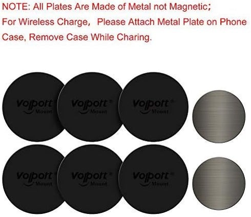 volport 6pcs Mount Metal Plates Replacement for Magnetic Phone Car Mount, 3M Strong MagicPlate Adhesive Round Disc