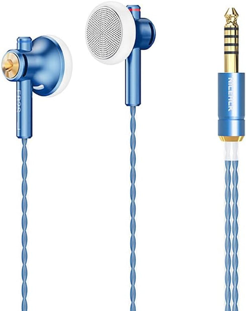 EB2S Pro Flat Wired Earbuds with 15.4mm LCP Dynamic Driver, Balanced IEM Hearphones with Mic, Silver-Plated Cable
