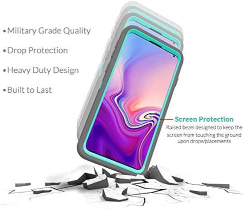 Galaxy S10 Plus Defender Case, Protective Shockproof Hybrid Dual Layer Design Hard Cover (Black-Black)