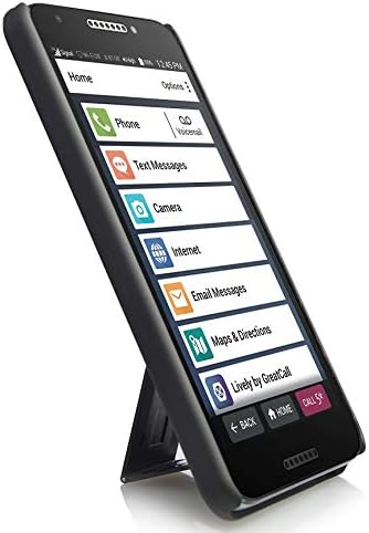 Nakedcellphone Case for Jitterbug Smart2, Black Tread Slim Ribbed Rubberized Hard Shell Cover with Kickstand