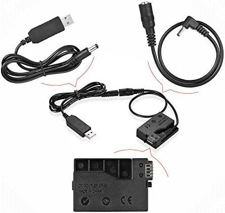 Andoer DR-E8 Dummy Battery - DC Power Bank USB Adapter Cable Replacement for Canon EOS DSLR Cameras