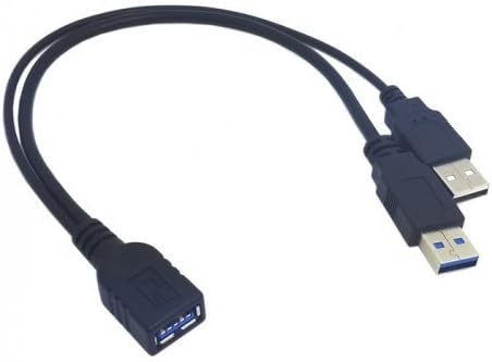 chenyang USB 3.0 Female to Dual USB Male Extra Power Data Y Extension Cable for 2.5" Mobile Hard Disk.