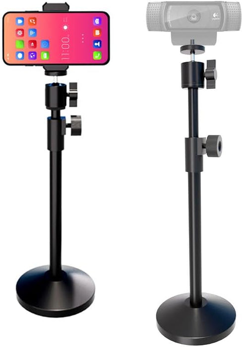 Henngan Webcam Stand with Phone Holder, Extendable Desktops Tripod Camera Stand Mount for