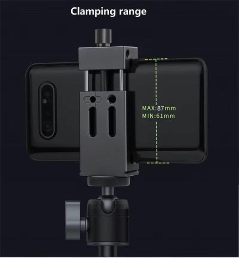 3 1/4" Port,360Rotation Aluminum Metal Phone Tripod Mount with Cold Shoes & Arca Cell Phone Tripod Adapter for Phone