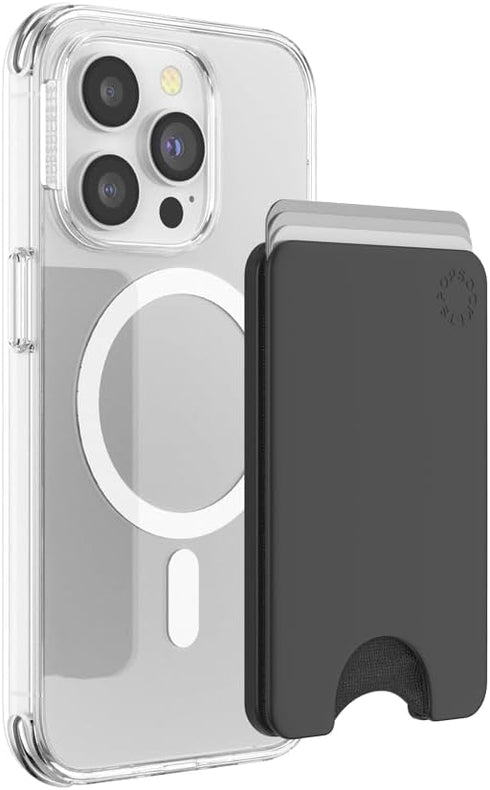 PopSockets Minimalist Slim Phone Wallet with MagSafe Adapter Ring, Phone Card Holder, Wireless Charging Compatible,