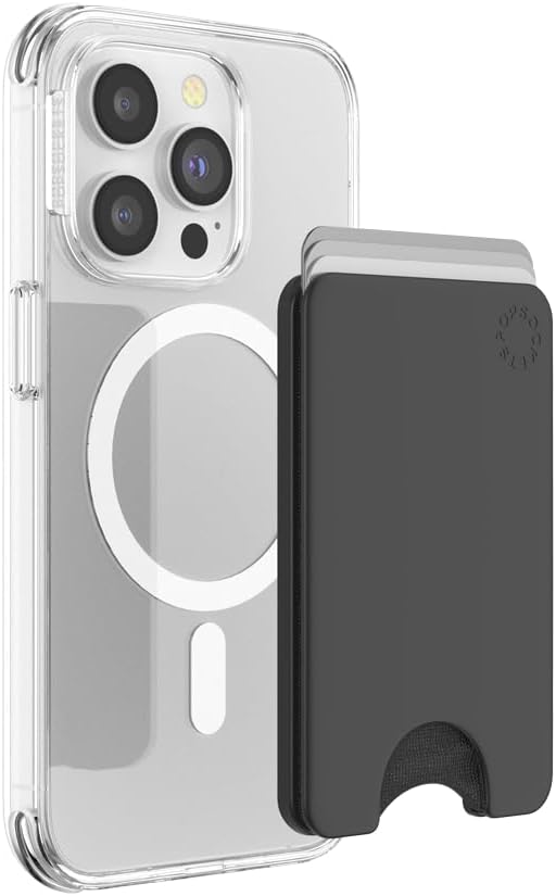 PopSockets Minimalist Slim Phone Wallet with MagSafe Adapter Ring, Phone Card Holder, Wireless Charging Compatible,