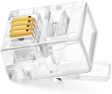 Uvital 100 Pack RJ11 6P4C Plug, Telephone Handset Flat Cord Cable Modular Plug Connector