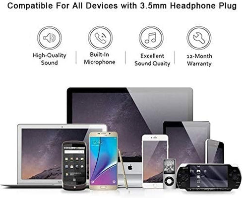 2 Pack 3.5mm Wired Headphone Plug, in-Ear Earphones, Earbuds Noise Isolating with Built-in Microphone & Volume Control Compatible with iPhone 6s 6 Plus 5s 5 iPad iPod MP3 MP4 Samsung Android Laptop