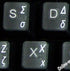 Greek Keyboard Stickers, Transparent Background, White Lettering for Laptops