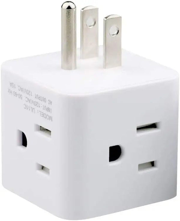 Generic Power Plug 4 Outlets Wall Strip Cube, 4 Way Side US AC Electrical Power Strip for Home Office