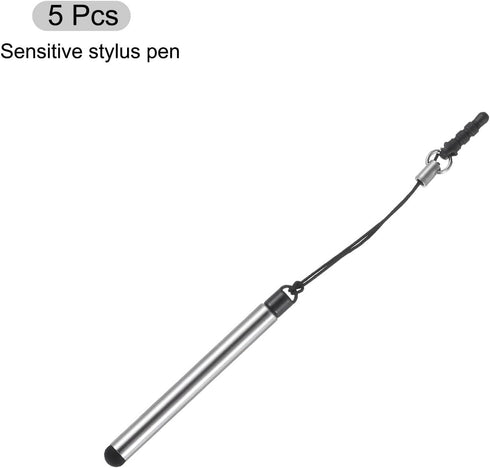 MECCANIXITY 5 Pcs Metallic Phone Stylus Pen, Retractable Metal Mini Capacitive Pens for All Touch Screen Devices -