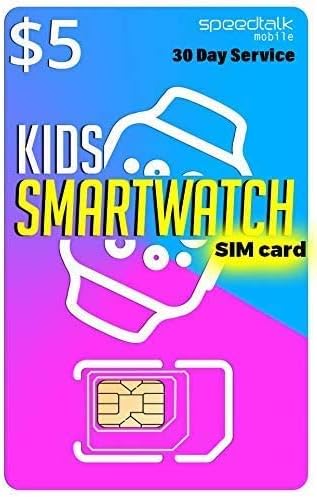SpeedTalk Mobile $5 Preloaded SIM Card Kit for Kids Smart Watch GPS & Activity Tracking, 30 Days Plan