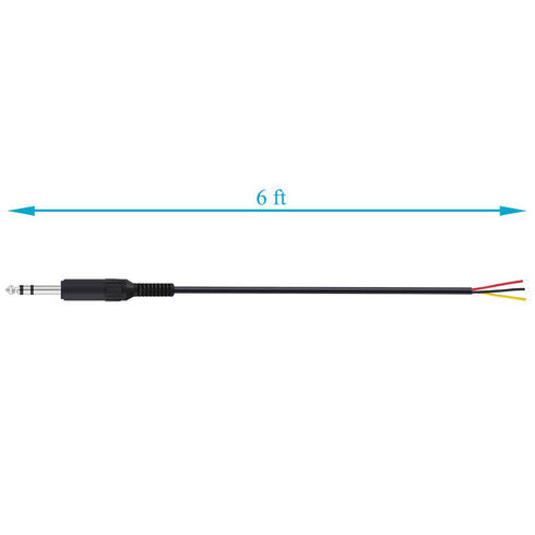 Fancasee 2 Pack 6 ft Replacement 6.35mm Male Plug to Bare Wire Open End TRS Audio Cable for Microphone Speaker Repair