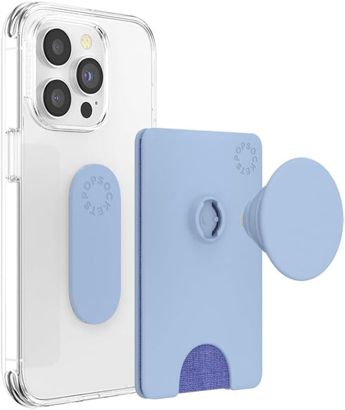 PopSockets Phone Wallet with Expanding Phone Grip, Phone Card Holder, Solid PopWallet - Cornflower Blue