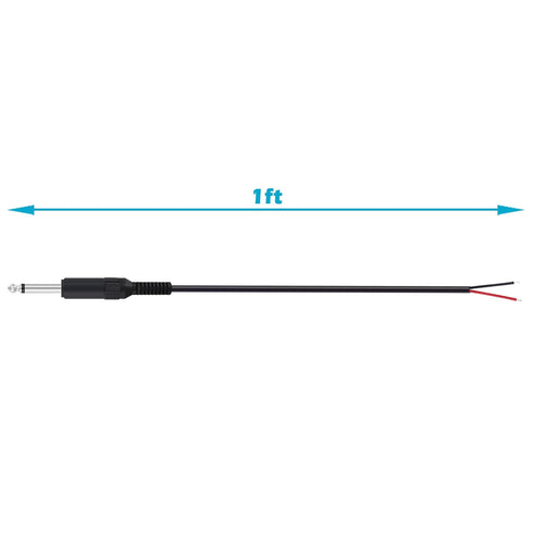 Fancasee 2 Pack Replacement 6.35mm Male Plug to Bare Wire Open End TS 2 Pole Mono Audio Cable for Repair