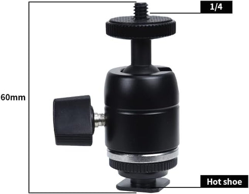 AFEFT 360 1/4" Mini Ball Head Hot Shoe Adapter, Swivel Thread Camera Mount for DSLR, Tripod, Monitor, LED Video Light
