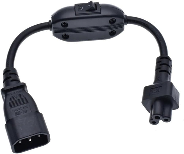 TEWOXIN 0.6M IEC C14 to C5 Power Cord with On/Off Switch (10A 250V)